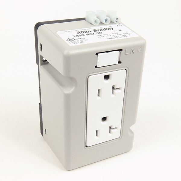 1492-REC15Allen-Bradley, 1492 DIN Rail Receptacle, 15 Amp, Standard Duplex