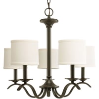 Progress Lighting® P4635-20 Inspire Casual/Traditional/Transitional Chandelier, (5) B10/B Incandescent Lamp, 120 VAC, Antique Bronze/Painted Housing