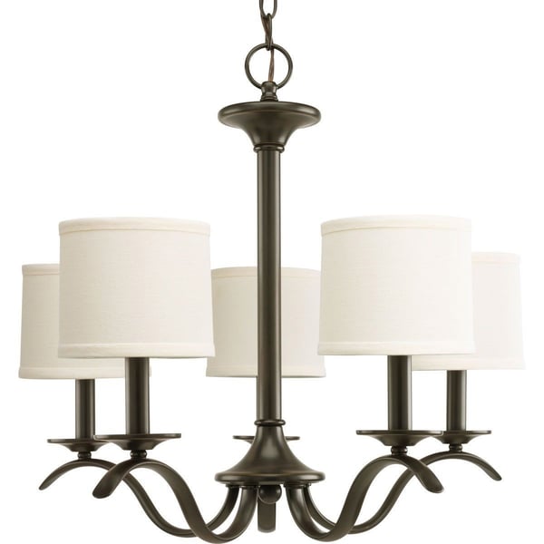 Progress Lighting® P4635-20 Inspire Casual/Traditional/Transitional Chandelier, (5) B10/B Incandescent Lamp, 120 VAC, Antique Bronze/Painted Housing