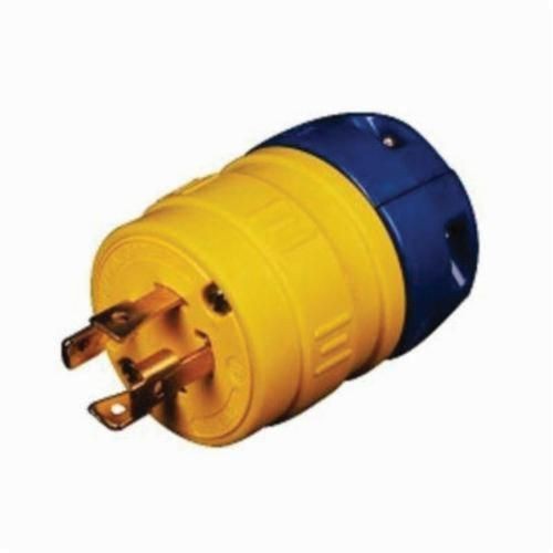 2524-PEricson® Perma-Link® 2524-P 3-Phase Grounding Polarized Locking Plug, 480 VAC, 30 A, 3 Poles, 4 Wires, Safety Yellow