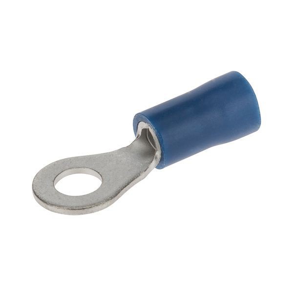 R16-8V-SNSI Miniterms R16-8V-S R Series Standard Ring Terminal, 16 to 14 AWG Conductor, 0.866 in L, Brazed Seam Barrel, Copper, Blue