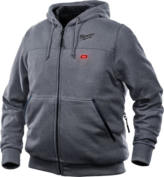 Milwaukee® M12™ 302G-20XL Insulated Heated Hoodie, XL, Gray, Cotton/Brushed Tricot Lining/Polyester, 44 to 46 in Chest, Resists: Water and Wind