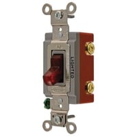 Wiring Device-Kellems HBL® HBL1221ILR Extra Heavy Duty General Purpose Illuminated Standard Toggle Switch, 120/277 VAC, 20 A, 5540 W, 2-Position
