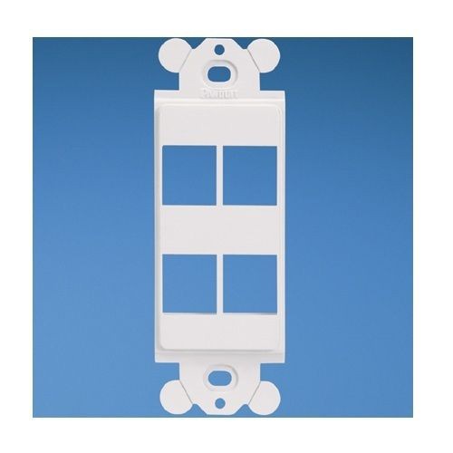 Panduit® NetKey® NK4RMFWH Flat Module Adapter Frame, 1 Gangs, 4 Ports, ABS, White, For Use With Keystone Module
