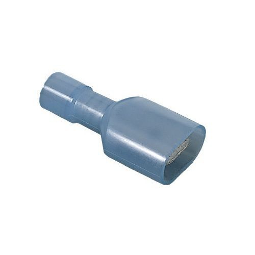 IDEAL® 83-9921 Fully Insulated Vinyl Male Disconnect Terminal, 16 to 14 AWG Conductor, 0.25 x 0.32 in Tab, Shouldered Barrel, Brass/Nylon, Blue