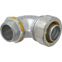 Crouse-Hinds Liquidator™ LT12590 LT Series Non-Insulated Liquidtight Conduit Connector, 1-1/4 in Trade, 90 deg, Malleable Iron, Electro-Plated Zinc