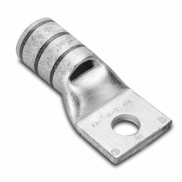 BURNDY® HYLUG™ YAV2CL2BOX YAV-L 1-Hole Heavy Duty Uninsulated Compression Lug With Inspection Hole, 2 AWG Stranded Copper Conductor, Die Code: 41, 5/16 in Stud, Electro-Tin Plated Copper