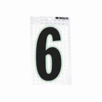 3000-6Brady® 3000-6 High-Intensity Prismatic Ultra Reflective Number Label, Black/Green Glow 6 Character, 2 in H, Silver Background, B-309 Vinyl