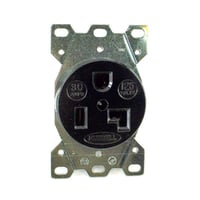 HBL9330Hubbell, Straight Blade Receptacle, Single, 2 Pole, 3 Wire, 30 Ampere, 250 Volts, Black