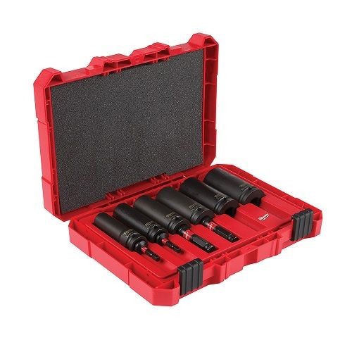Milwaukee® SHOCKWAVE™ 49-66-5125 2-in-1 Lineman's Socket Set, 12 Points, 1/2 in Drive, 10 Pieces, Case Container