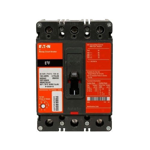 SERE2F050KM-089EATON SERE2F050KM-089 Mining Molded Case Circuit Breaker, 50 V, 150 to 500 A Trip Rating, 50 A, S089