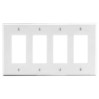 PJ264WPREMISE WIRING Wiring Device-Kellems P264W Non-Metallic Standard Wallplate, 4 Gangs, 4.63 in L x 8.31 in W, Polycarbonate Thermoplastic, White