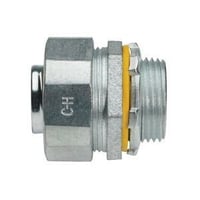 LT50 SAEATON Crouse-Hinds Liquidator™ LT75G Liquid Tight Non-Insulated Straight Threaded Conduit Connector With 14 to 4 AWG Aluminum Grounding Lug, 3/4 in Trade, Malleable Iron, Electro-Plated Zinc