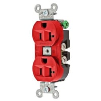 Wiring Device-Kellems Hubbell-PRO 5362R Duplex Heavy Duty Standard Straight Blade Receptacle, 125 VAC, 20 A, 2 Poles, 3 Wires, Red