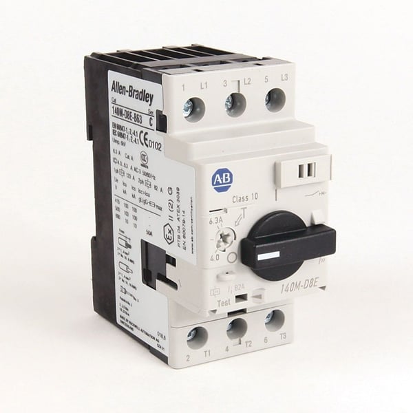 140M-D8E-B63Allen-Bradley 140M-D8E-B63 MPCB, Standard Magnetic Trip (Fixed at 13 x le), 4 - 6.3 A, High Performance, Frame Size D