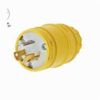 HBL24W47Wiring Device-Kellems Twist-Lock® Elastogrip® HBL24W47 Grounding Locking Plug, 125 VAC, 15 A, 2 Poles, 3 Wires, Yellow