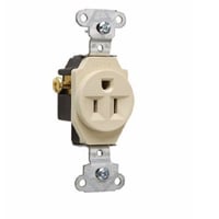 Pass & Seymour® 5251I Grounding Heavy Duty Single Straight Blade Receptacle, 125 VAC, 15 A, 2 Poles, 3 Wires, Ivory