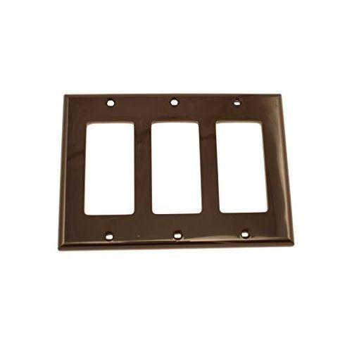 Leviton® Decora® 80411 Standard Size Wallplate, 3 Gangs, 4.5 in H x 6.37 in W, Thermoset, Brown