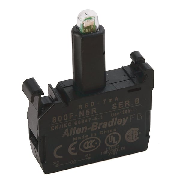 800F-N5RAllen-Bradley, 800F-N5R, Integrated LED, Latch Mount, 120V AC, Red LED