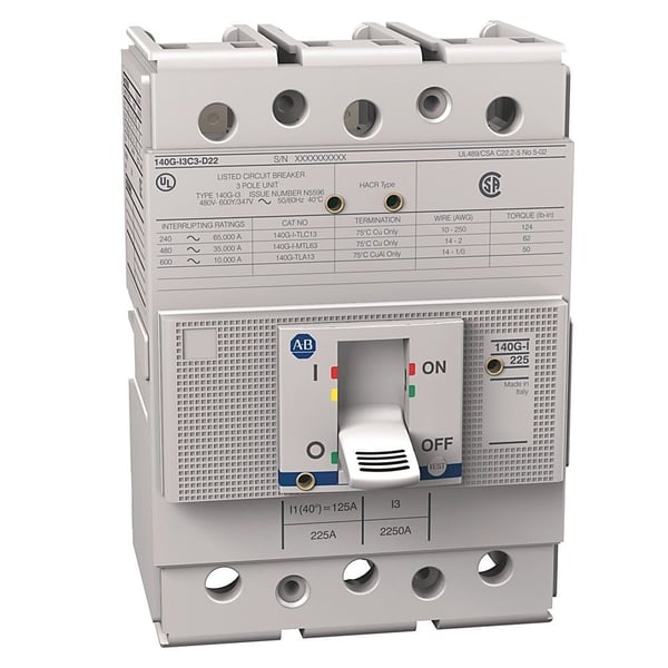 140G-I3C3-D12Allen-Bradley 140G-I3C3-D12 140G - Molded Case Circuit Breaker, I frame, 35 kA, T/M - Thermal Magnetic, 3 Poles, Rated Current 125 A