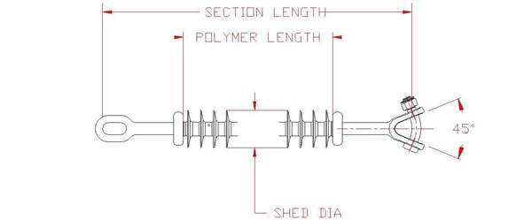 S025030S2000OHIO BRASS QUADRI*SIL® S025030S2000 Suspension Insulator, 69/110 kV, 28 Sheds, 2.9 in Dia Shed, Silicone Rubber