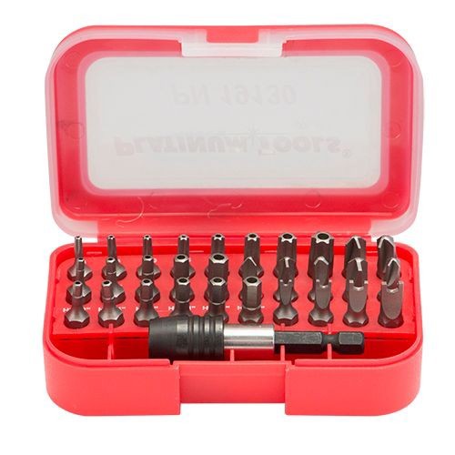 19130CPlatinum Tools® 19130C Security Bit Set, 30 Pieces, S2 Steel, Sand Blasted