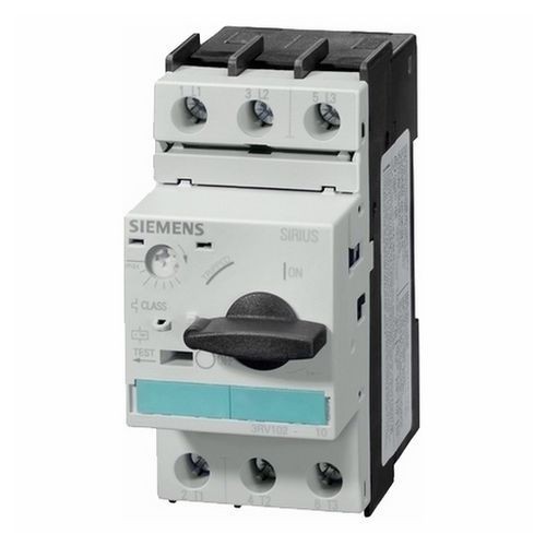 3RV1021-4CA10Siemens 3RV1021-1CA10 Motor Protection Circuit Breaker, 690 VAC/VDC, 2.5 A, 100 kA Interrupt, 3 Poles, Thermal/Magnetic Trip