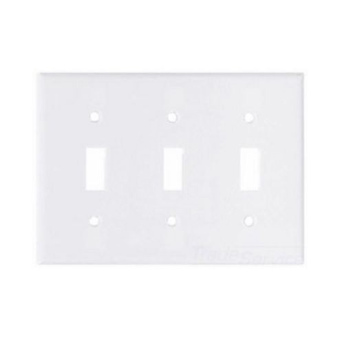 EATON Arrow Hart™ Eaton Wiring Devices 2141W-BOX 2000 Standard Toggle Switch Wallplate, 3 Gangs, 4.5 in H x 6.37 in W, Thermoset, White
