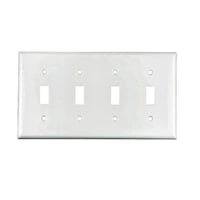 EATON Arrow Hart™ Eaton Wiring Devices 2154W-BOX 2000 Standard Toggle Switch Wallplate, 4 Gangs, 4.5 in H x 8.19 in W, Thermoset, White