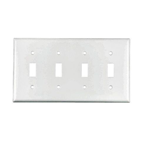 EATON Arrow Hart™ Eaton Wiring Devices 2154W-BOX 2000 Standard Toggle Switch Wallplate, 4 Gangs, 4.5 in H x 8.19 in W, Thermoset, White