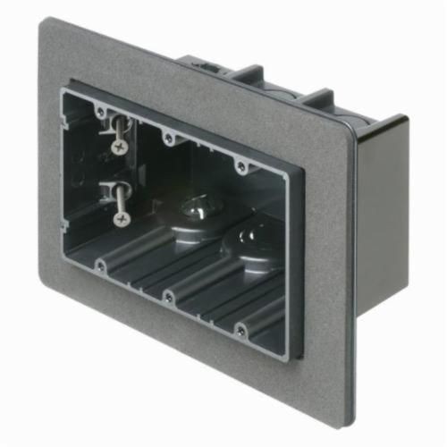 F103FArlington ONE-BOX™ F103F Versatile Vapor Box With (2) Captive Screws, Plastic, 59 cu-in Capacity, 3 Gangs, 3 Outlets, 5.99 in L x 8.125 in W x 3.51 in H