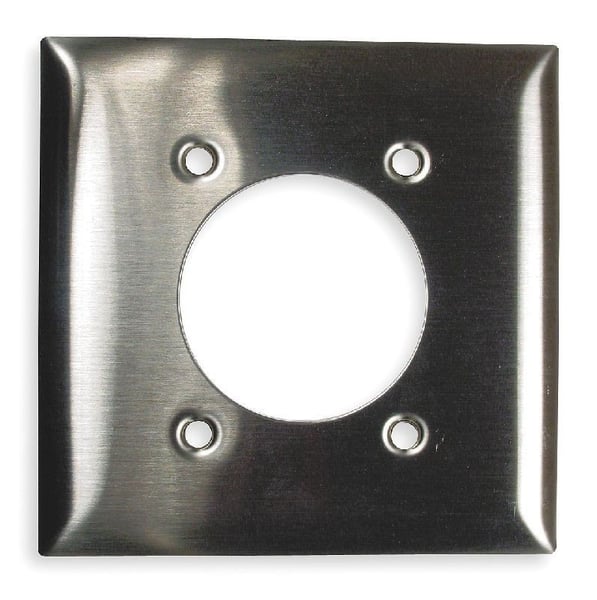 SS703Bryant Electric SS703 Standard Wallplate, 2 Gangs, 4.5 in H x 4.6 in W, 302/304 Stainless Steel