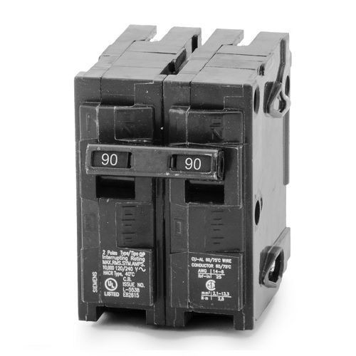 Siemens Q290 Type QP/MP Low Voltage Miniature Molded Case Circuit Breaker With INSTA-WIRE, 120/240 VAC, 90 A, 10 kA Interrupt, 2 Poles, LI/Thermal Magnetic Trip