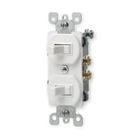 Leviton® 5224-2W Duplex Grounding AC Combination Switch With Receptacles, 15 A, 125 VAC, 1800 W, 1 Poles