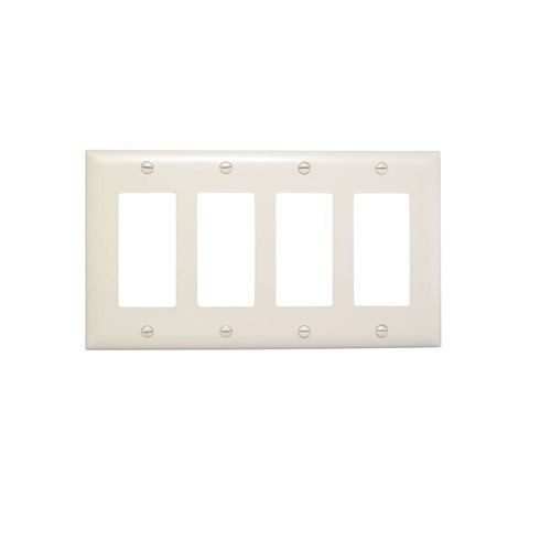 Pass & Seymour® TradeMaster® TP264-I Standard Wallplate, 4 Gangs, 5-1/2 in H x 8-3/8 in W, Nylon/Thermoplastic, Ivory