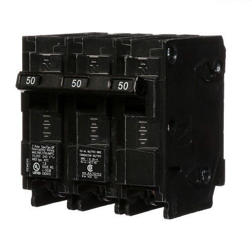 Siemens Q350 Molded Case Circuit Breaker With Insta-Wire, 240 VAC, 50 A, 10 kA Interrupt, 3 Poles, Thermal/Magnetic Trip