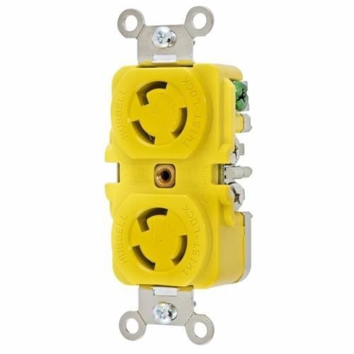 HBL47CM00Wiring Device-Kellems Twist-Lock® HBL47CM00 Grounding Locking Duplex Receptacle, 125 VAC, 15 A, 2 Poles, 3 Wires, Yellow