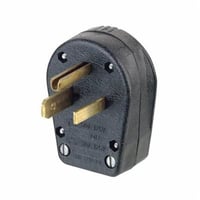 930Leviton® 930 Angled Cable Mount Grounding Straight Blade Plug, 125 VAC, 30 A, 50 A, 2 Poles, 3 Wires, Black