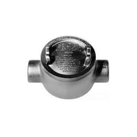 EATON Crouse-Hinds Condulet® GUAC26 Type E Shape C Conduit Outlet Box With Cover, 3/4 in, 3 in Cover Opening, 13.5 cu-in Capacity, Aluminum Acrylic Painted/Electro-Galvanized