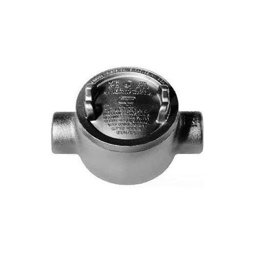 EATON Crouse-Hinds Condulet® GUAC26 Type E Shape C Conduit Outlet Box With Cover, 3/4 in, 3 in Cover Opening, 13.5 cu-in Capacity, Aluminum Acrylic Painted/Electro-Galvanized