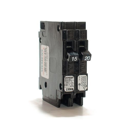 Siemens Q1520NC Type QT Duplex Low Voltage Miniature Non-Current Limiting Molded Case Circuit Breaker, 120 VAC, 15 to 20 A, 10 kA Interrupt, 1 Poles, Thermal/Magnetic Trip