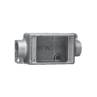 EATON Crouse-Hinds Condulet® FSC2 2-Entry Feed-Through Shallow Device Box With Mounting Lug And Ground Screw, 3/4 in Trade, 1 Gang, Feraloy® Iron Alloy, Aluminum Acrylic Painted/Electro-Galvanized