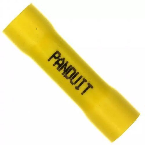 Panduit® Pan-Term® BSV10X-Q Expanded Loose Piece Butt Splice, 12 to 10 AWG Conductor, 1.18 in L, Brazed Seam/Expanded Barrel, Copper/Vinyl, Yellow