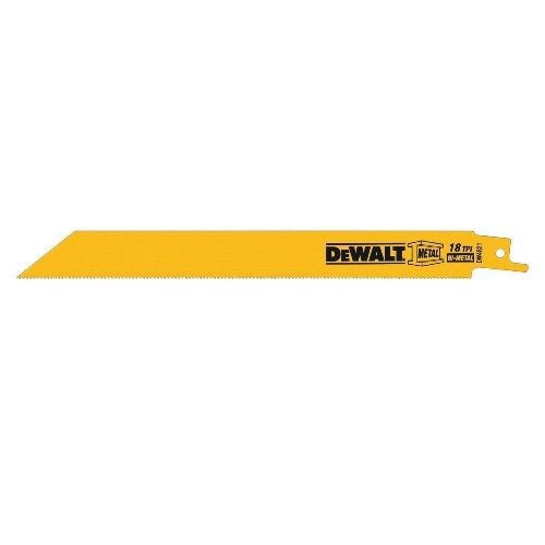 DeWALT® DW4821B25 Straight Back Reciprocating Saw Blade, 8 in L x 3/4 in W, 18, Bi-Metal Body, Universal/Toothed Edge Tang