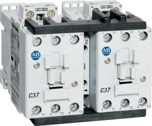 Allen-Bradley 104-C43EJ22 Reversing Contactor, 43 A, IEC, 24V50/60Hz/24VDC Elec Cl, 1 NOC & 3 NCC, 24V DC Electronic, Line Side Coil Termination, Screw Terminals, Motor Load