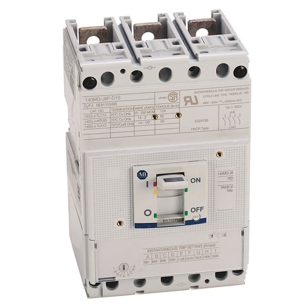 140MG-J8P-D15Allen-Bradley 140MG-J8P-D15 140MG - Motor Circuit Protectors, J frame, 35..65 kA at 480V, MCP (Magnetic only), Rated Current 150 A