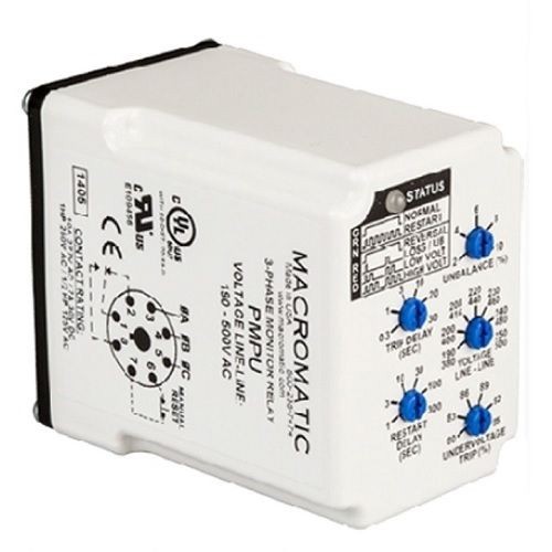 PMPUMacromatic PMPU 3-Phase Phase Monitoring Relay, 190 to 500 VAC, 10 A, SPDT Contact