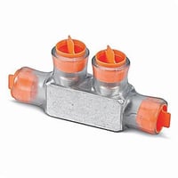 CSR-350Homac® CSR-350 CSB 1-Way 2-Outlet Encapsulated Multi-Tap Cable Splicer/Reducer, 6 AWG to 350 kcmil Stranded Aluminum Conductor, 5/16 in Hex Screw Installation, Aluminum