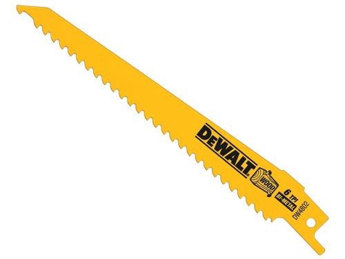 DeWALT® DW4802 Tapered Back Reciprocating Saw Blade, 6 in L x 3/4 in W, 6, Bi-Metal Body, Universal/Toothed Edge Tang