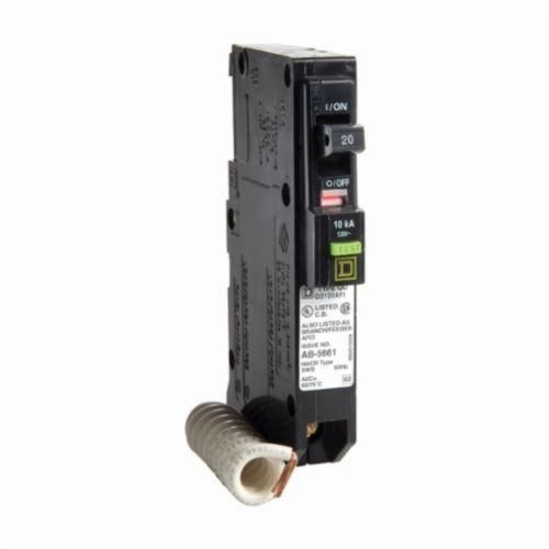 Square D™ QO120AFI Arc Fault Circuit Breaker, 120 VAC, 20 A, 10 kA Interrupt, 1 Poles, Thermal/Magnetic Trip